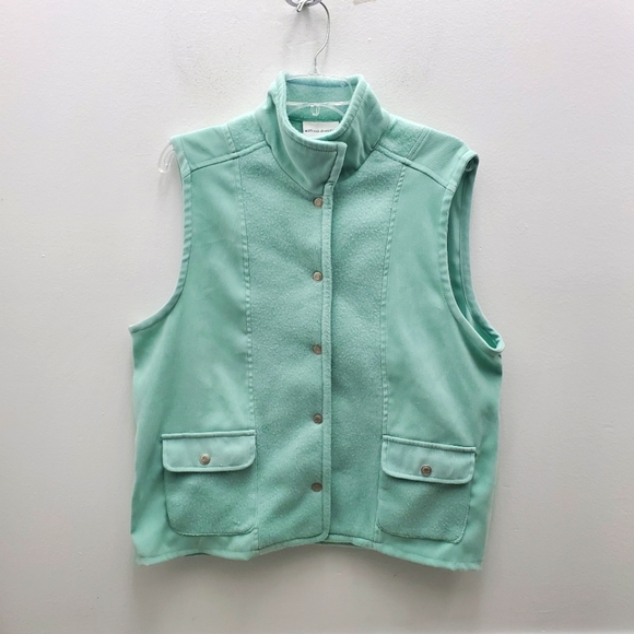 VTG Vest Rare Mint Green Pastel Shade Snap Down Sweatshirt w/ Pockets! Size 12 - Picture 2 of 13